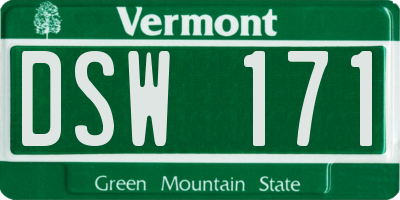 VT license plate DSW171