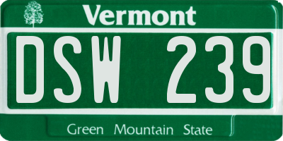 VT license plate DSW239