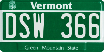 VT license plate DSW366