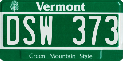 VT license plate DSW373