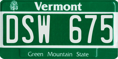 VT license plate DSW675
