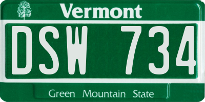 VT license plate DSW734