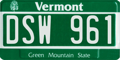 VT license plate DSW961