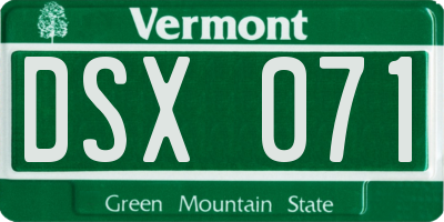VT license plate DSX071