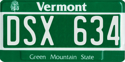 VT license plate DSX634