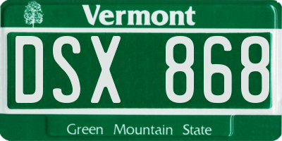 VT license plate DSX868