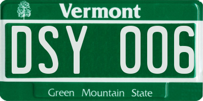 VT license plate DSY006
