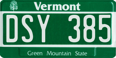 VT license plate DSY385