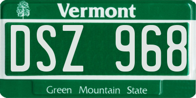 VT license plate DSZ968