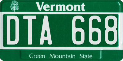 VT license plate DTA668