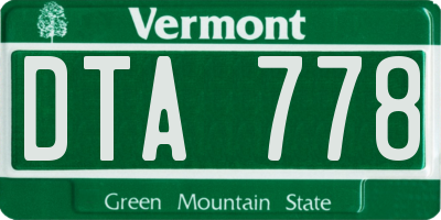 VT license plate DTA778