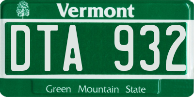 VT license plate DTA932