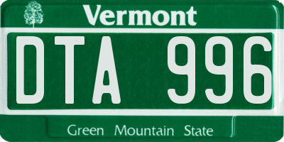 VT license plate DTA996