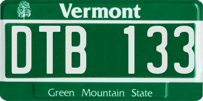 VT license plate DTB133