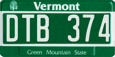 VT license plate DTB374