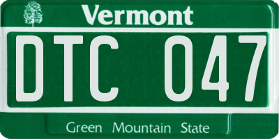 VT license plate DTC047