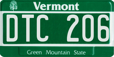 VT license plate DTC206