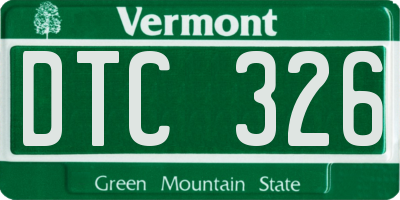 VT license plate DTC326