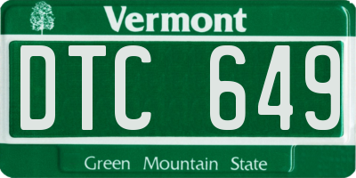 VT license plate DTC649