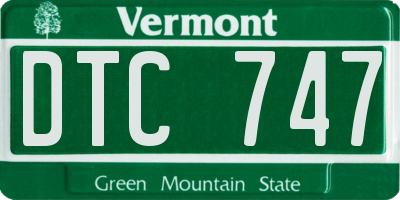VT license plate DTC747