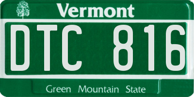 VT license plate DTC816