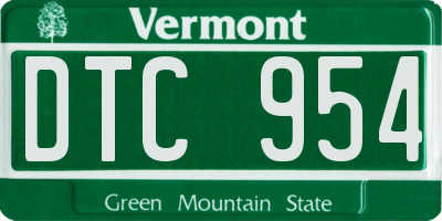 VT license plate DTC954