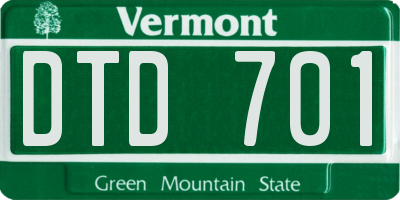 VT license plate DTD701