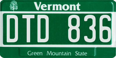 VT license plate DTD836