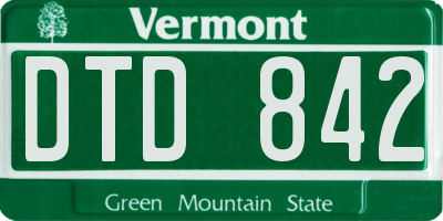 VT license plate DTD842