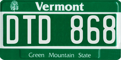 VT license plate DTD868