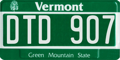 VT license plate DTD907