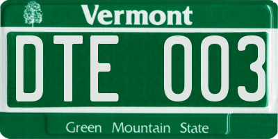 VT license plate DTE003