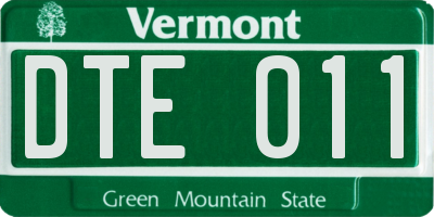 VT license plate DTE011