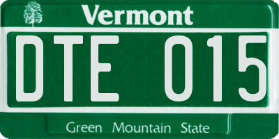 VT license plate DTE015