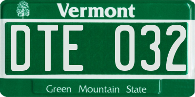 VT license plate DTE032