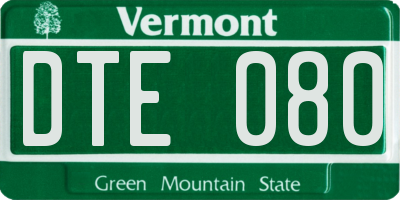 VT license plate DTE080