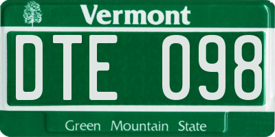 VT license plate DTE098