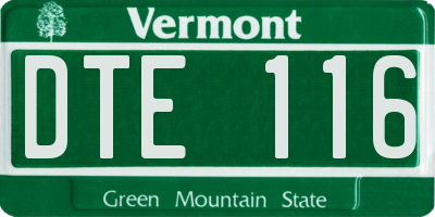 VT license plate DTE116