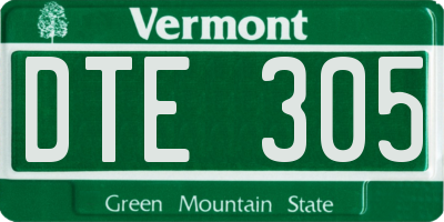 VT license plate DTE305
