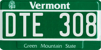 VT license plate DTE308