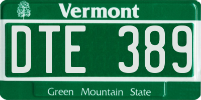 VT license plate DTE389