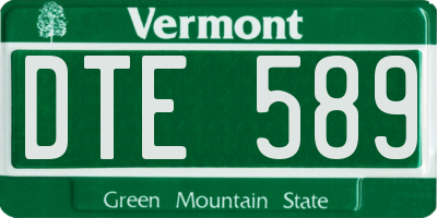 VT license plate DTE589