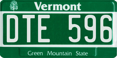 VT license plate DTE596