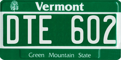 VT license plate DTE602