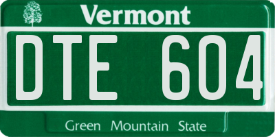 VT license plate DTE604