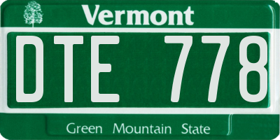 VT license plate DTE778