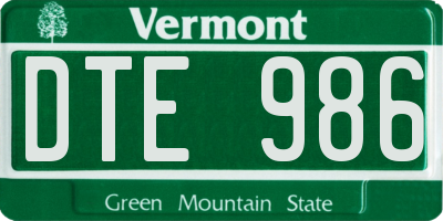 VT license plate DTE986