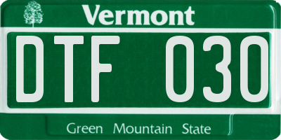 VT license plate DTF030