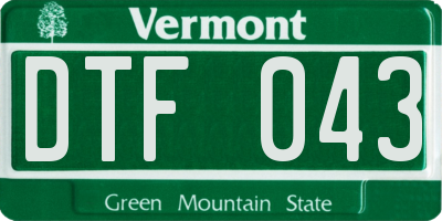 VT license plate DTF043