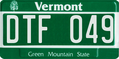 VT license plate DTF049